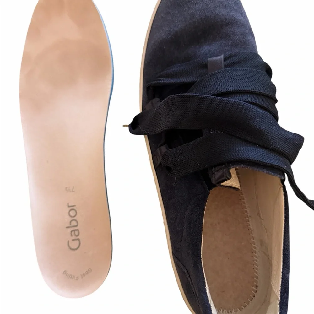 Gabor Navy Blue Suede Sneakers with “Ribbon” Style Laces. Made in Slovakia.‎